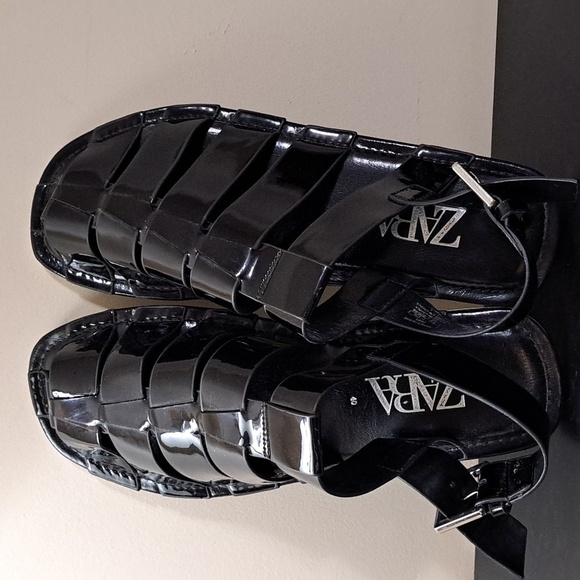 Zara Patent Leather Fisherman Sandals Women's Size 40 - Picture 7 of 15